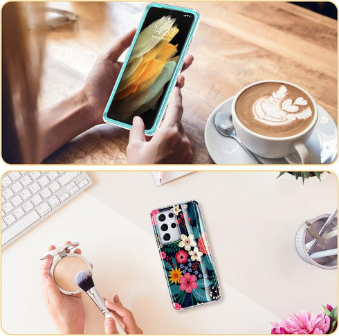 Esdot for Samsung Galaxy S21 Ultra Case,Military Grade Passing 21ft Drop Test,Rugged Cover with Fashionable Designs for Women Girls,Protective Pho...