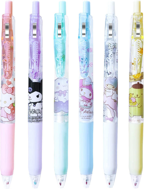 6 Pcs Cute Cartoon Pens Kawaii Kitty Ballpoint Pens School Supplies Anime Cartoon School Supplies 0.5mm...