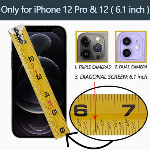 LAMEEKU for iPhone 12 Pro/12 Wallet Case 6.1'', Leather Case with Card Holder, 360°Rotation Ring Stand, RFID Blocking Protective Cover for Women f...