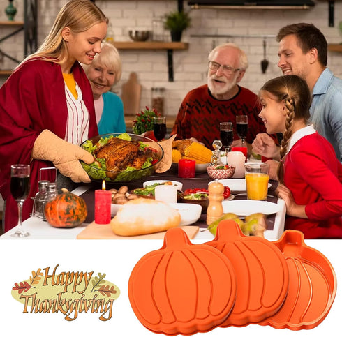 Pumpkin Cake Pan 3 Pack Silicone Pumpkin Pancake Mold, 7 Inch Fall Cake Molds Pumpkin Layer Rainbow Baking Cake Pan for Halloween Thanksgiving...