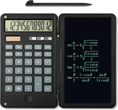 Calculator, 12-Digit Large Display Office Desk Calcultors with Erasable Writing Table, Solar and Battery Dual Power Pocket Desktop Calculator for ...