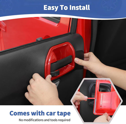 RT-TCZ for Jeep JK Inner Door Handle Cover Bowl Trim Fit for Jeep Wrangler JK JKU 2011-2017 4DR Red Interior Accessories 4pcs...