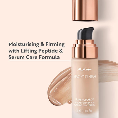 M. Asam MAGIC FINISH Supercharge Serum Foundation Rose Fair (1.01 Fl Oz) - Moisturizing Make Up & Firming Face Serum In One, Anti-aging CC Cream W...