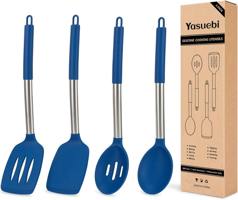 Kitchen Utensils Set of 4 Pack,Silicone Cooking Utensils Set for Nonstick Cookware,Perfect for Baking and Mixing,Spatula Set BPA Free,Dishwasher S...