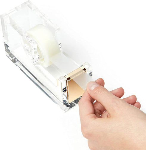 OfficeGoods Modern Acrylic Tape Dispenser - Non-Slip Rubber Holder Bottom- Appealing Design, Perfect for Home, School or Office Desk - Holds Small...
