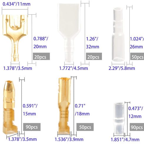 320pcs Double Bullet Wire Connectors, 3.9mm 3.5mm Male and Female Bullet Terminal Connectors with Insulation Sleeve, Crimp Terminal Automotive Ele...