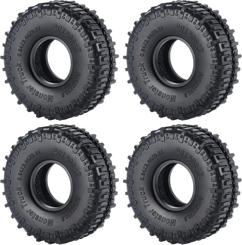 MOHERO 4PCS 1.0" Mud Grappler Rubber Tyre 1.0 Wheel Tires 62 * 22MM for Axial SCX24 90081 AXI00001 002 004 005 006 RC Crawler Car (A Style)...
