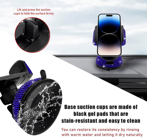 Bling Car Phone Holder, 360 Degree Adjustable Crystal Auto Dashboard Air Vent Cell Phone Mount, Universal Car Phone Holder Mount for Windshield Da...