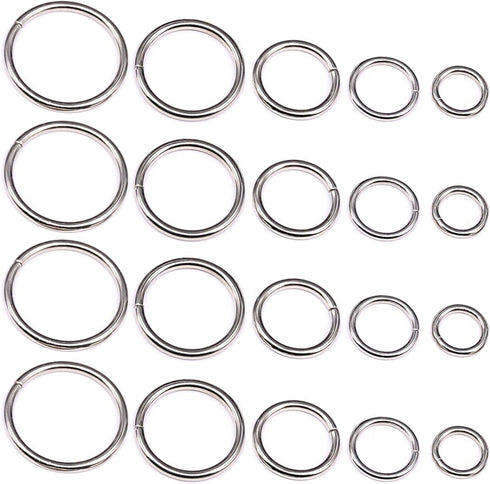 50 Pcs Sliver Assorted Multi-Purpose Metal O Ring for Hardware Bags Ring Hand DIY Accessories - 13mm, 15mm, 20mm, 25mm, 32mm (O Ring)...
