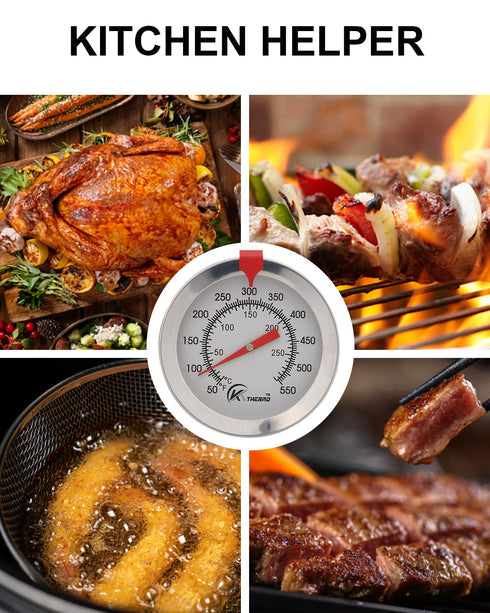 KT THERMO Candy/Deep Fry Thermometer with Instant Read,Oil Thermometer,8" Stainless Steel Stem Meat Cooking Thermometer,Best for Turkey,BBQ,Grill...