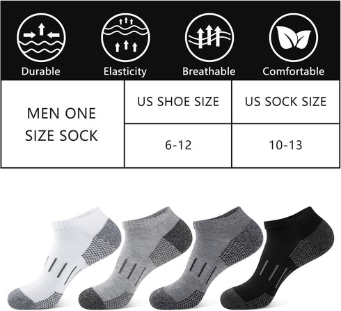 Heatuff Mens Athletic Ankle Socks Moisture Wicking Cushion Running Low Cut Sock 6 Pack...