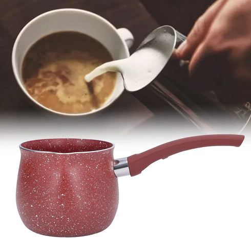 Milk Pan, Portable Milk Pot with Long Handle Aluminum Alloy Small Saucepan Non Stick Coating Mini Sauce Pan with Pour Spout Versatile Milk Boiling...