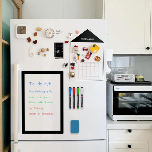 White Board 12x8 Dry Erase Board Whiteboard Magnetic Whiteboard for Fridge, Acrylic Dry Erase Board for Refrigerator, 4 Markers, 1 Cloth, and 1 Er...