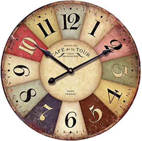 12 Inch Rustic Wall Clock Retro Silent Non Ticking Easy to Read Clock, Battery Operated Decorative Wall Clocks for Kitchen/Living Room/Bedroom/Far...