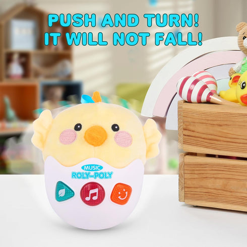 ArtCreativity Light Up Tummy Time Wobble Toy - Cute Baby Wobble Toy with Lights, Sounds, Music, Nursery Rhymes, and Wobbling Motion - Roly Poly Mu...