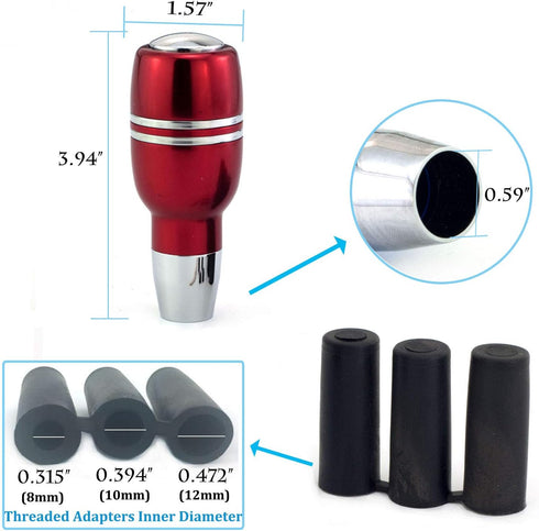Push Button Car Knob Shifter Handle, Aluminum Alloy Gear Stick Shift Fit Most Automatic Transmissions, Red...