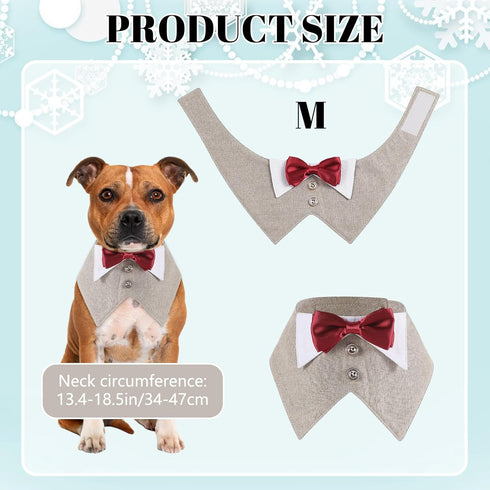 Dog Tuxedo Collar with Bow Tie, 1 Pack Brown Dog Tuxedo Collar with Bowtie Soft Formal Pet Cats Necktie Collar for Dog Wedding Grooming Bows Birth...