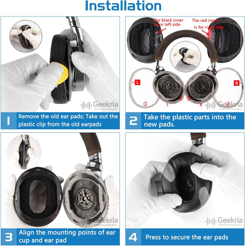 Geekria QuickFit Replacement Ear Pads for SONY MDR-1A, MDR-1ADAC Headphones Ear Cushions, Headset Earpads, Ear Cups Cover Repair Parts (Black)...