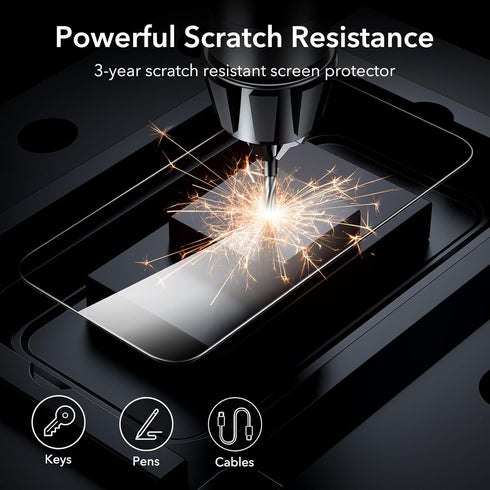 ESR 3 Pack for iPhone 15 Pro Screen Protector, 3 Black Edge Tempered-Glass Film with Easy Installation Tool, 2.5D Curved Edges, Full-Coverage Mili...