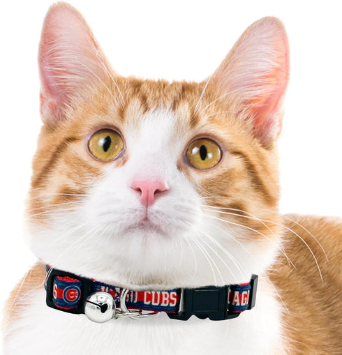 MLB CAT Collar Chicago Cubs Satin Cat Collar Baseball Team Collar for Dogs & Cats. A Shiny & Colorful Cat Collar with Ringing Bell Pendant...