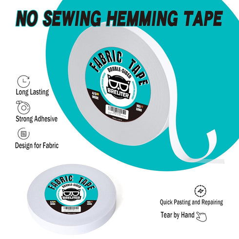 Double-Sided Sticky Fabric Tape - Adhesive Cloth Tape Press-on Tape, No Sewing or Ironing, Gluing, Alterations and Hemming Tape - 4/5inch Wide 165...