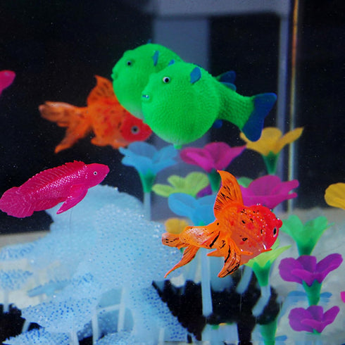 Aquarium Simulation Goldfish, Increase Artificial Fish Moving Floating Fake Fish for Tank Silicone Luminous Fake Swimming Fish for for Aquarium Fi...