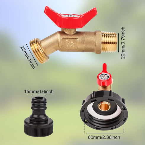 IBC Tote Adapter, 2" Coarse Threads IBC Tote Water Tank Adapter for 275-330 Gallon IBC Tote Fittings Parts Solid Brass Hose Faucet Valves and Gard...