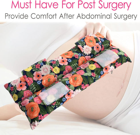 Hysterectomy Pillow Abdominal Surgery Seatbelt Pillows with Pocket Myomectomy Comfort Cushion for Belly Incision Tummy Tuck C-Section Recovery Gif...