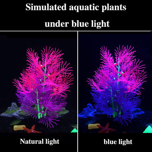 Fish Tank Decorations Aquarium Decorations Glowing Aquatic Plants Artificial Silicone Ornament with Glowing Effect for Fish Tank Landscape Decorat...