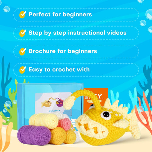 Pcvanli Crochet Kit for Beginners, Beginner Crochet Kit for Adults with Step-by-Step Video Tutorials, DIY Crochet Animal Kits Kids Knitting Suppli...