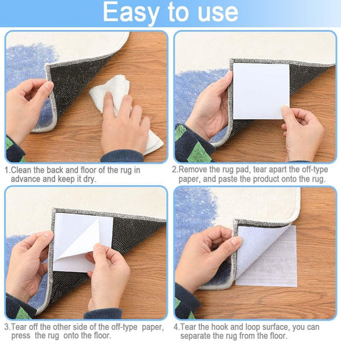 Rug Tape Pad, Rug Anchors Carpet Hook and Loop Non-Slip Mat Anti-Skid Stickers (10PCS, White)...