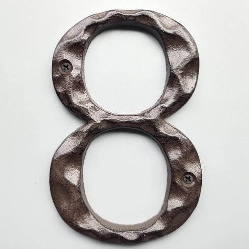 5 Inch House Numbers for Outside-Cast Iron Metal Home Address Number/Heavy Duty & Sturdy Unique Hammered Look/Number 8...