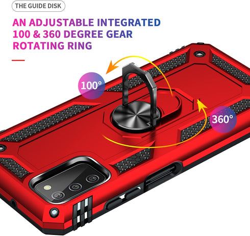 for Samsung Galaxy A03S Case with HD Screen Protector (Military Grade 16ft. Drop Tested) Magnetic Ring Holder Kickstand Protective Phone Case for ...