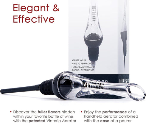 Vintorio Wine Aerator Pourer - Premium Aerating Pourer and Decanter Spout (Black)...