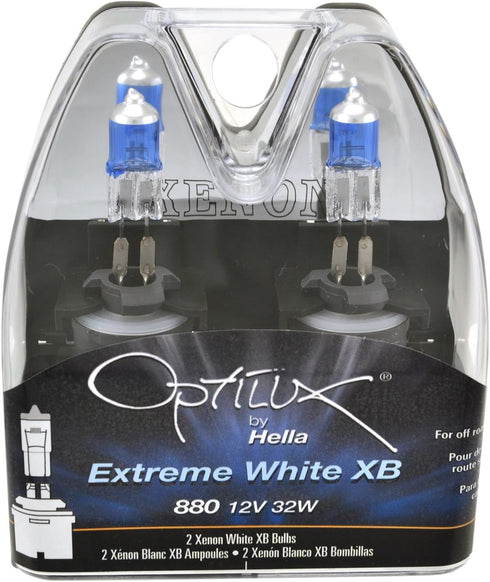 HELLA H71071212 Optilux XB Series 880 Xenon White Halogen Bulbs, 12V, 32W, 2 Pack...