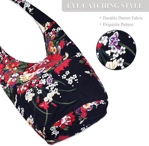 WITERY Women's Sling Crossbody Bags Large Shoulder Shopping Hobo Bag Handbag Top Zip Bags Handmade Messenger Bag Wallet...