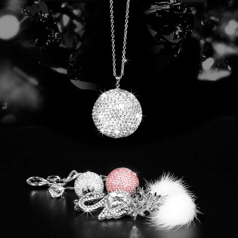 Bling Crystal Ball Car Rear View Mirror, Rhinestone Home Decor Ornament, Crystal Sun Catcher Glam Decoration Charm New Year's Present...