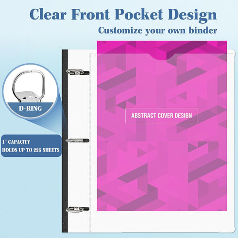 1 Inch Telescoping 3 Ring Binder - 1PCS-White?Flexible Binders with Customizable Front Cover and Clear Catalog Pocket, 1Inch Rings, 225 Sheet Capa...