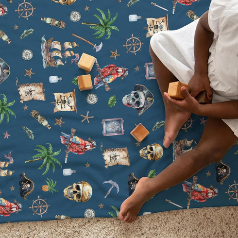 Ocean Pirate Ship Skull Parrot Palm Trees Baby Blanket for Boys Fun Boy's Nautical Nursery Receiving Blankets Soft Flannel Swaddle Blanket Newborn...