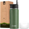 koodee Water Bottle-16 oz Stainless Steel Double Wall Vacuum Insulated Sports Water Bottle with Straw for Girls and Boy (Grass Green)...
