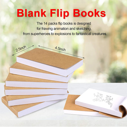14 Pack Blank Flipbooks, 840 Sheets (1680 Pages) Flip Book Paper for Animation, Sketching and Cartoon Creation, 120GSM No Bleed Drawing Paper and ...