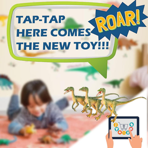 Gemini&Genius 2Pcs Compsognathus Dinosaur Toy Figurines with Moveable Jaw, Realistic Dinos Toys, Small Dinosaur Action Figure Toys, Great Gifts fo...