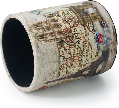Vintage Pen Pencil Holder Cup Retro Desk Organizer for Home Office Living Room (Beige Paris Eiffel Tower Round)...
