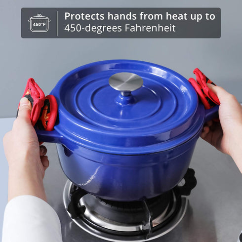 Cast Iron Skillet Handle Covers,Pot Handle Covers Heat Resistant,Pot Holders for Kitchen Heat Resistant,Machine Washable Handle Mitts,2 PCS(Red Pe...