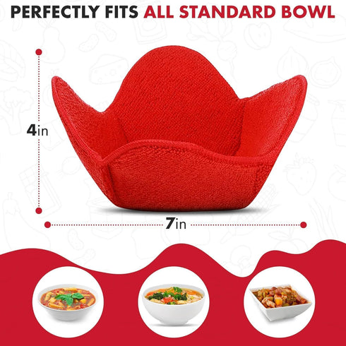 Microwave Bowl Huggers Warmers for Food Microfiber Heat Resistant Food Warmer Set Microwave Safe Handle Hot and Cold Bowls Holder Without Burning ...
