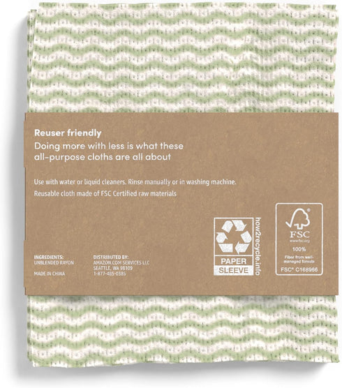 Amazon Aware All Purpose Cleaning Cloth, 8 Count, Pack of 1 Green, 13 x 15 Inch...