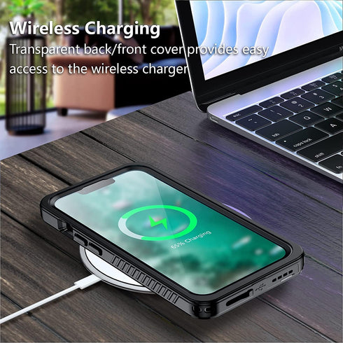 Designed for iPhone 13 Pro Case Waterproof, Full Body Cover with Built in Screen Protector Heavy Duty Shockproof IP68 Waterproof Case (Black)...