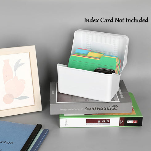 BTSKY 1 Pack 4 x 6 inch Index Card Box - Index Card Holder Notecard Box Recipe Card Box Plastic Storage Organizer for Filling Index Cards , Note c...
