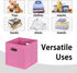 Black Foldable Storage Cubes Bins, Fabric Storage Box Cubes Organizer Baskets with Dual Handles for Home Organizer(Pink)...