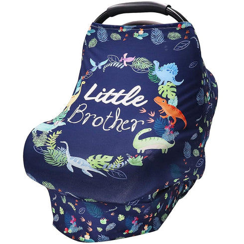 Baby Car Seat Cover for Boys, Little Brother Car Seat Canopy, Multiuse Nursing Covers, Dinosaur Theme Infant Carrier Cover Summer, Breastfeeding S...